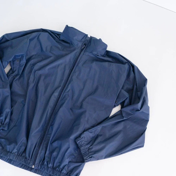 Rest  & Relaxation R&R Vintage Navy Blue Raincoat with Hidden Hoodie ~ XL - Picture 12 of 12